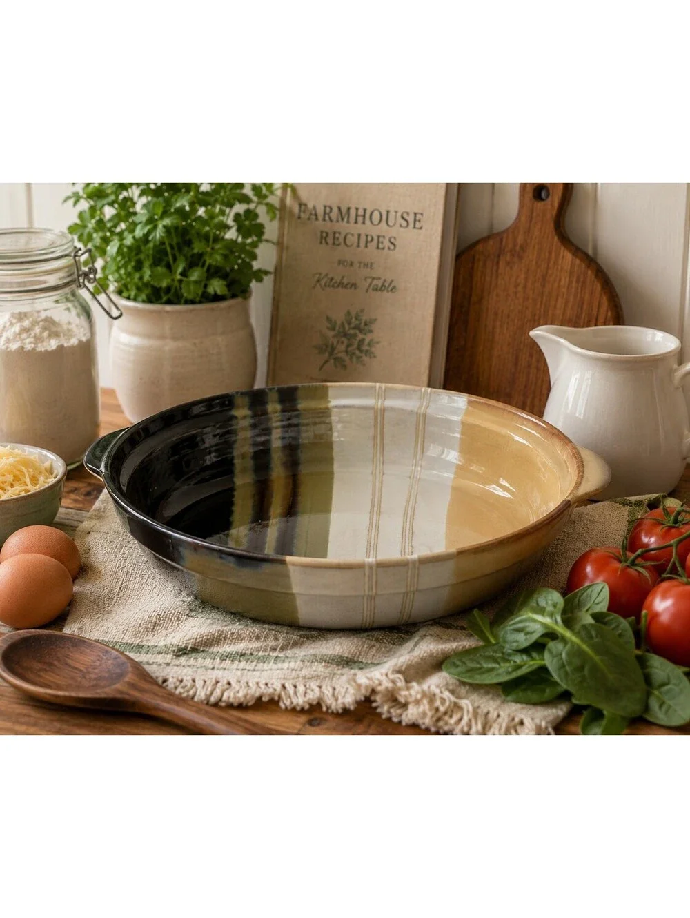 Home Trends Jazz Stoneware Round Baker Dish Reactive Glaze 10.5
